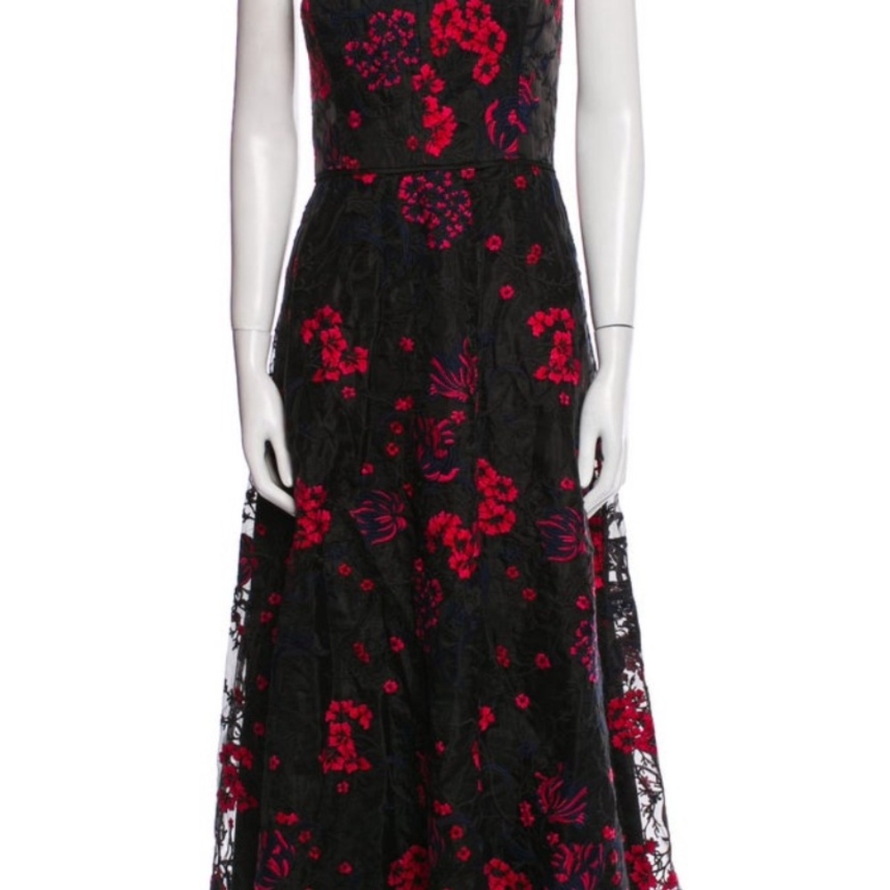 Monique Lhuillier Black and Red Spaghetti Strap Dress. With Tag. - Picture 4 of 9
